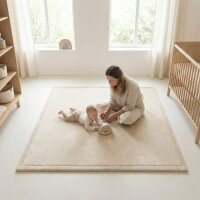 Sanosoft samtweicher und kuscheliger Krabbelteppich Sand / Beige 120 x 180 cm