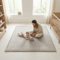 Sanosoft samtweicher und kuscheliger Krabbelteppich Hellgrau 120 x 180 cm