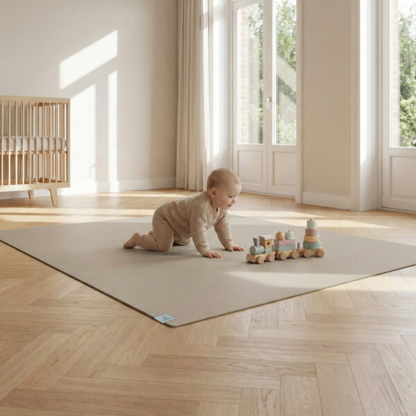 Sanosoft® Krabbelmatte Made in Germany & Öko-Tex - 120cm X 240cm Sand / Beige