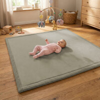 Sanosoft samtweicher und kuscheliger Krabbelteppich Schilfgrün 100x150cm