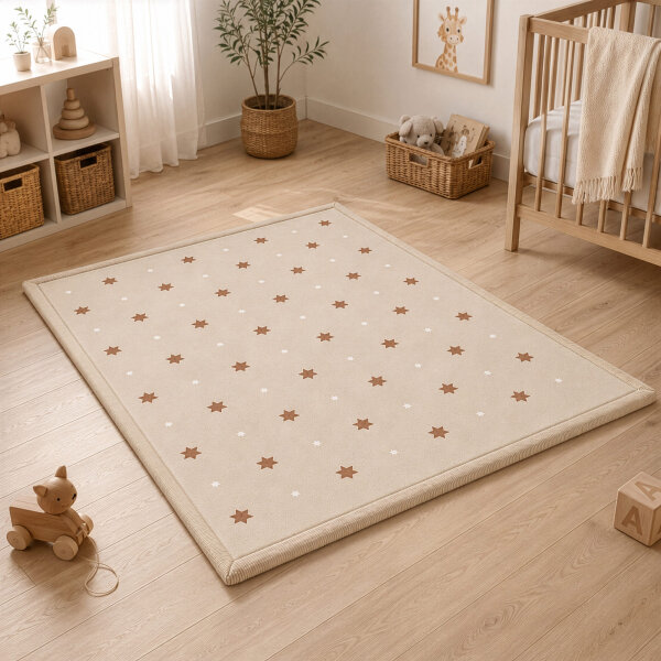 Sanosoft samtweicher und kuscheliger Krabbelteppich "Sterne" 120x170cm